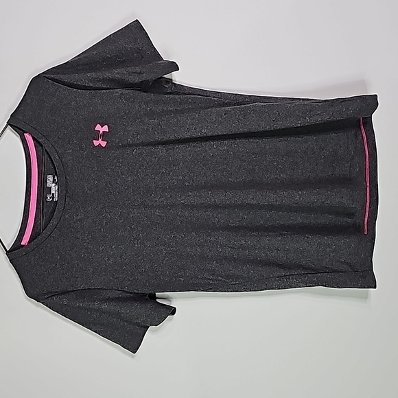 Under Armour medium heatgear gray and pink semi fitted athletic top - Picture 1 of 7